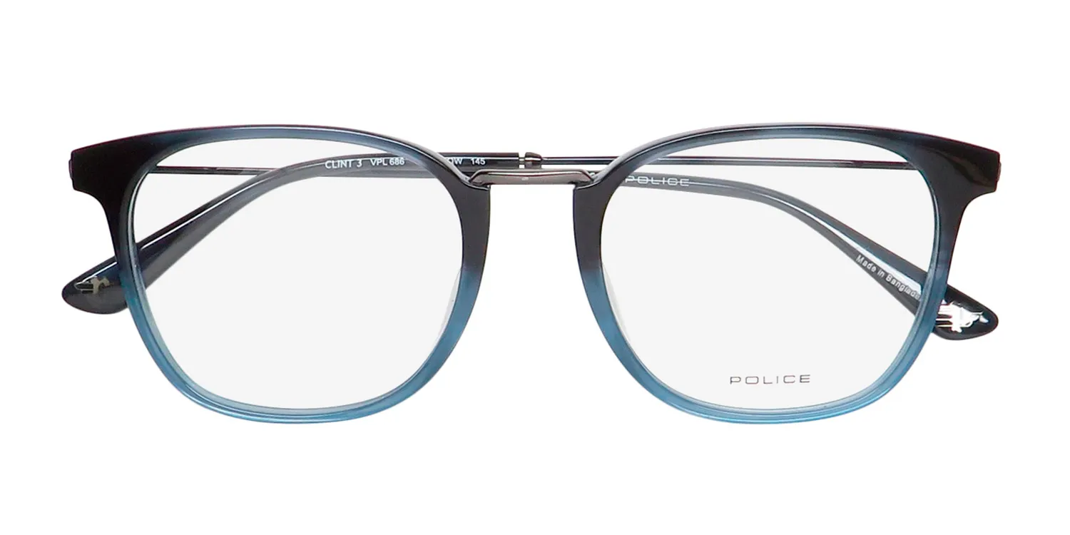 Police Vpl686 Clint 3 09qw Eyeglasses Blue 51mm 2