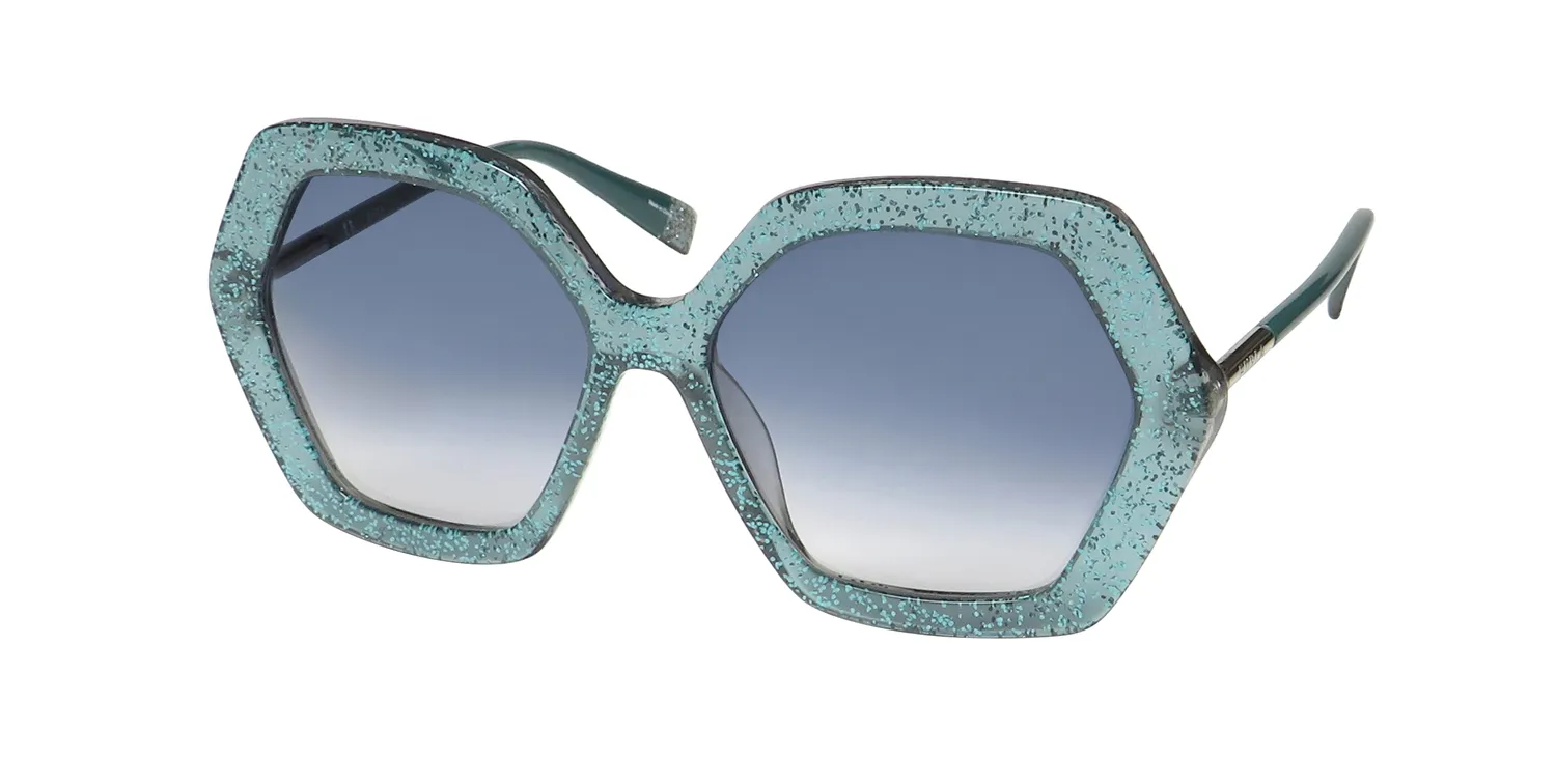 Furla Sfu256 02aq Sunglasses Shiny Glittery Green 56mm