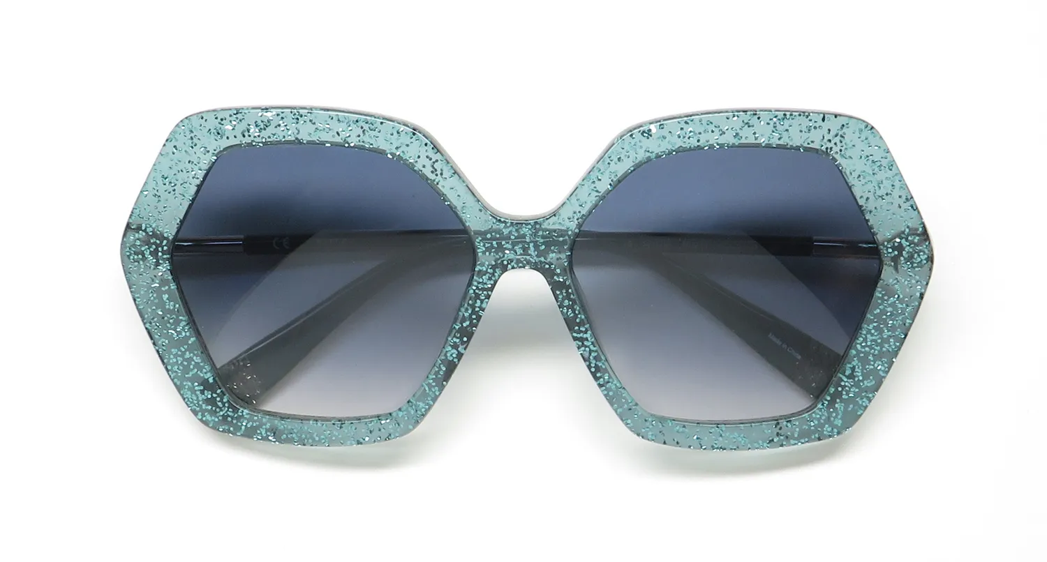 Furla Sfu256 02aq Sunglasses Shiny Glittery Green 56mm 2