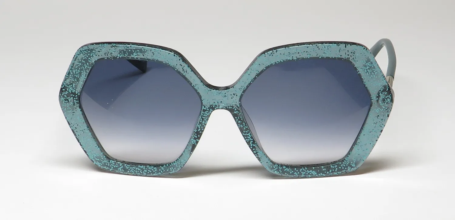 Furla Sfu256 02aq Sunglasses Shiny Glittery Green 56mm 3