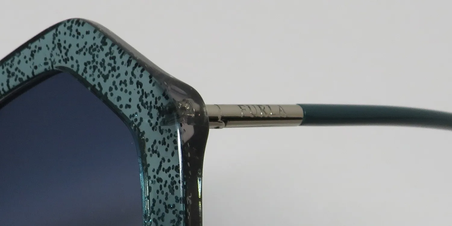 Furla Sfu256 02aq Sunglasses Shiny Glittery Green 56mm 6