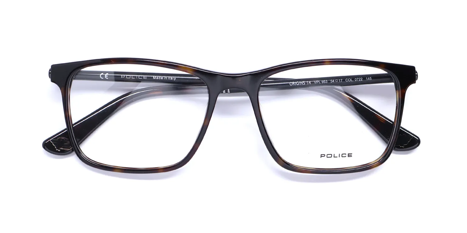 Police Vpl953 Origins 14 0722 Eyeglasses Tortoise 54mm 2
