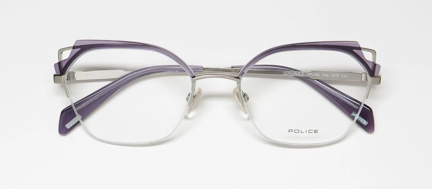 Police Vpla04 Zephirus 2 0579 Eyeglasses Crystal Purple 52mm 2