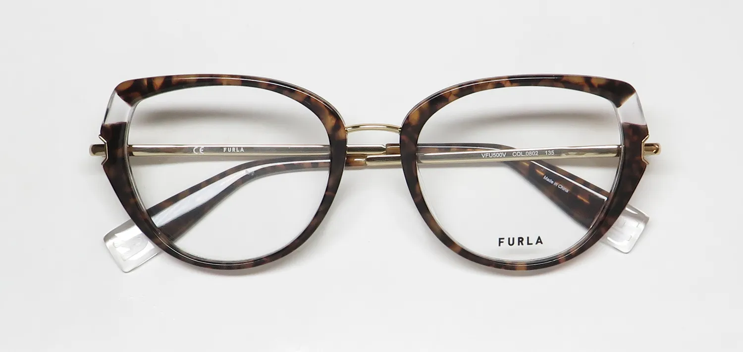 Furla Vfu500v 0802 Eyeglasses Yellow Brown Havana 51mm 2