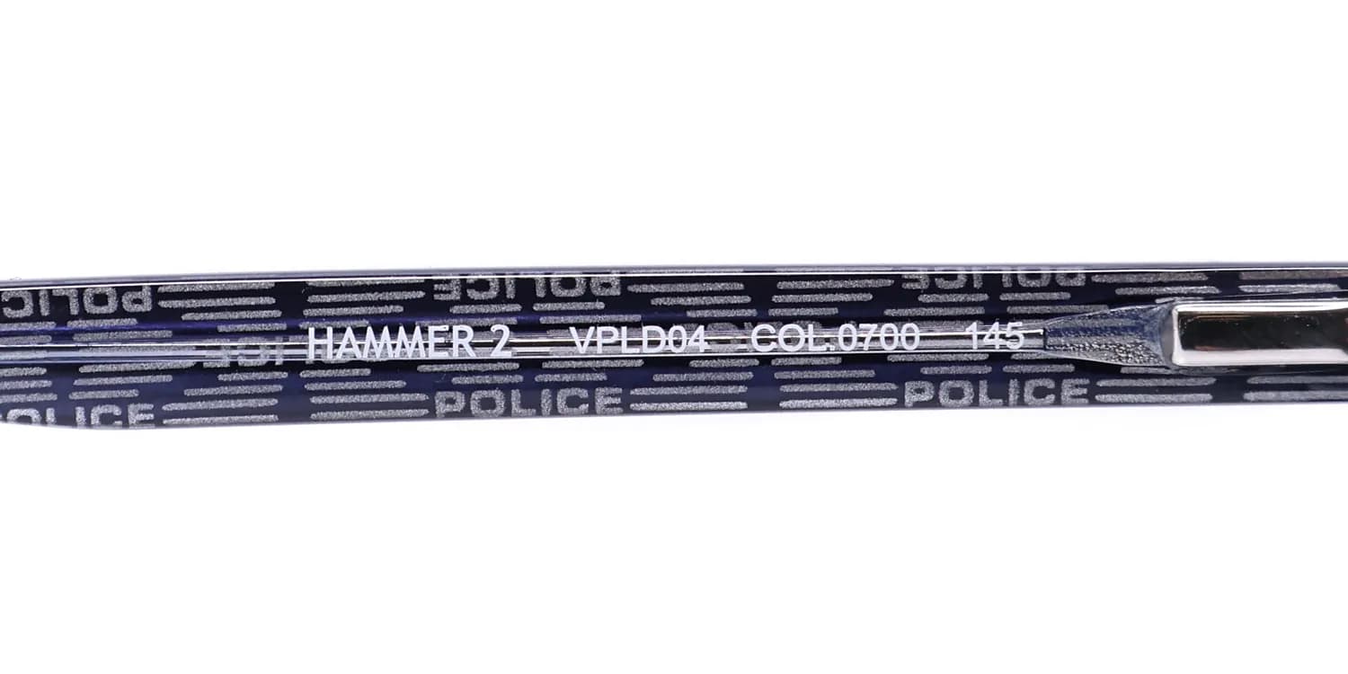 Police Vpld04 Hammer 2 0700 Eyeglasses Black 51mm Unisex 8