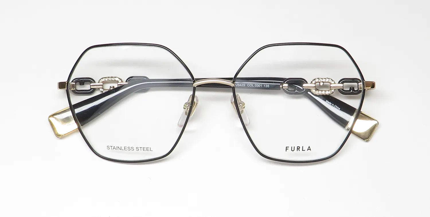 Furla Vfu542s 0301 Eyeglasses Shiny Rose Gold With Black 54mm 2