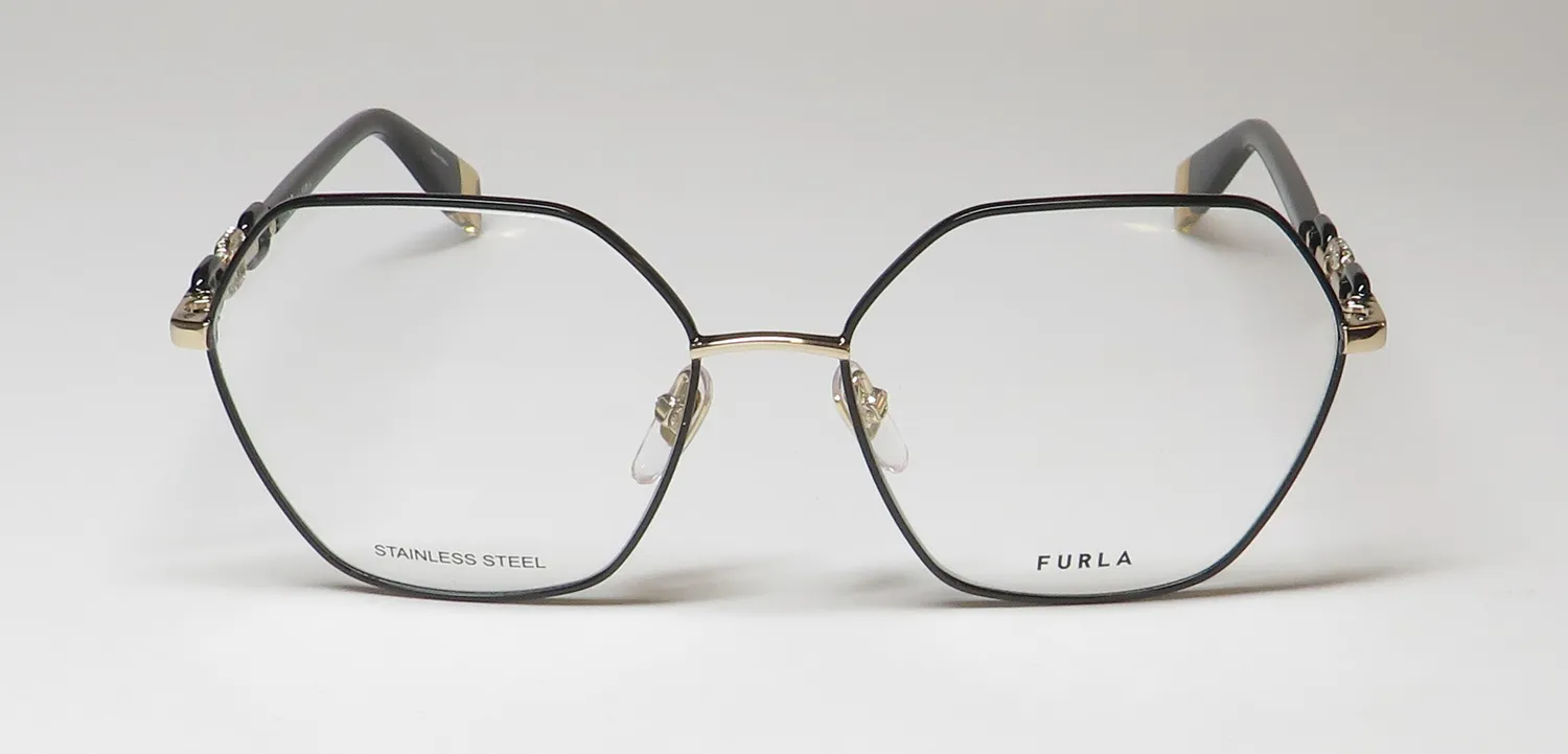Furla Vfu542s 0301 Eyeglasses Shiny Rose Gold With Black 54mm 3