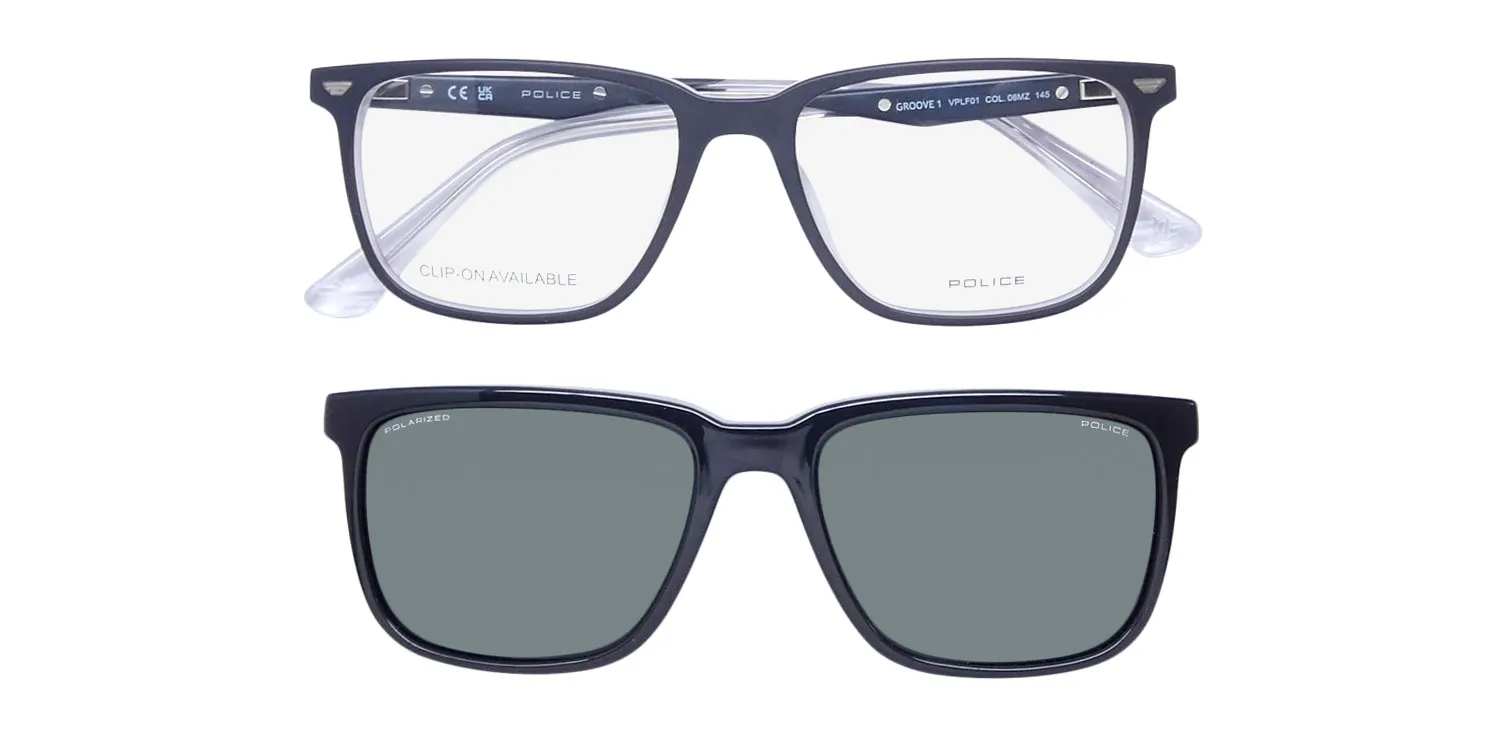 Police Vplf01 Groove 1 Clip-On 06mz Eyeglasses Grey 54mm 2