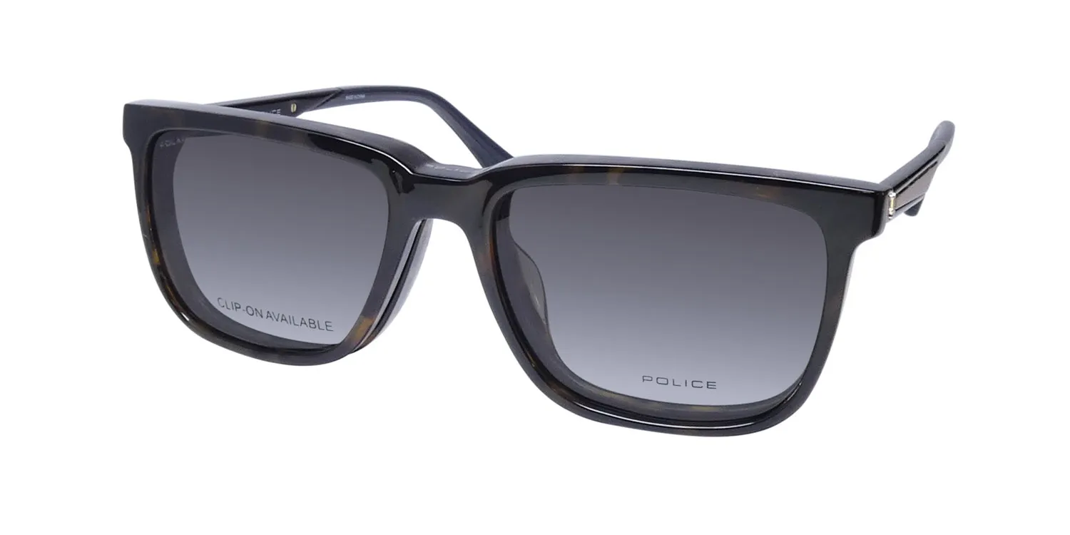 Police Vplf01 Groove 1 Clip-On 0722 Eyeglasses Dark Havana 54mm