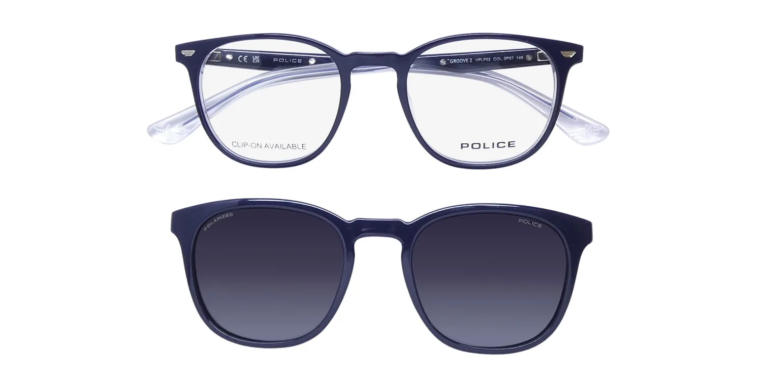 Police Vplf02 Groove 2 Clip-On 0p57 Eyeglasses Blue 50mm 2