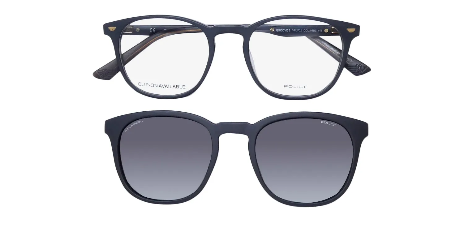 Police Vplf02 Groove 2 Clip-On 06bl Eyeglasses Dark Grey 50mm 2