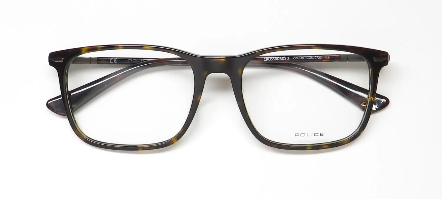 Police Vplf80 Crossroads 3 0722 Eyeglasses Dark Havana 55mm 2