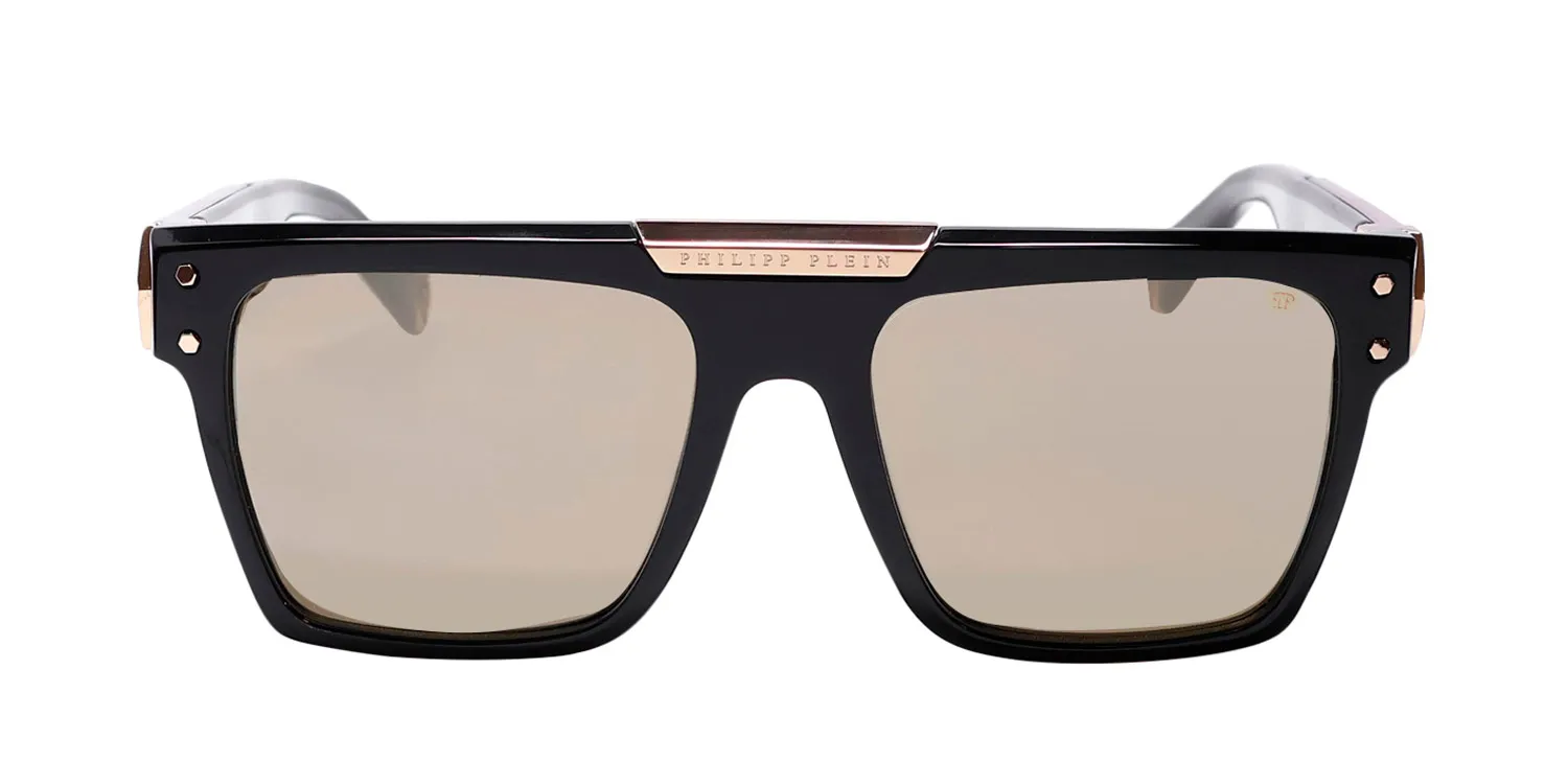 Philipp Plein Spp080 Plein Badge 23kt Gp 700g Sunglasses Shiny Black 55mm 3