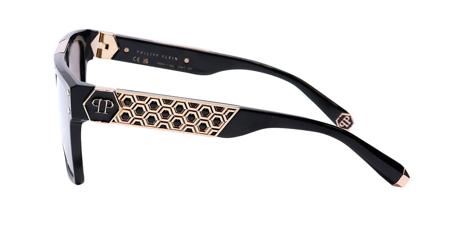 Philipp Plein Spp080 Plein Badge 23kt Gp 700g Sunglasses Shiny Black 55mm 4