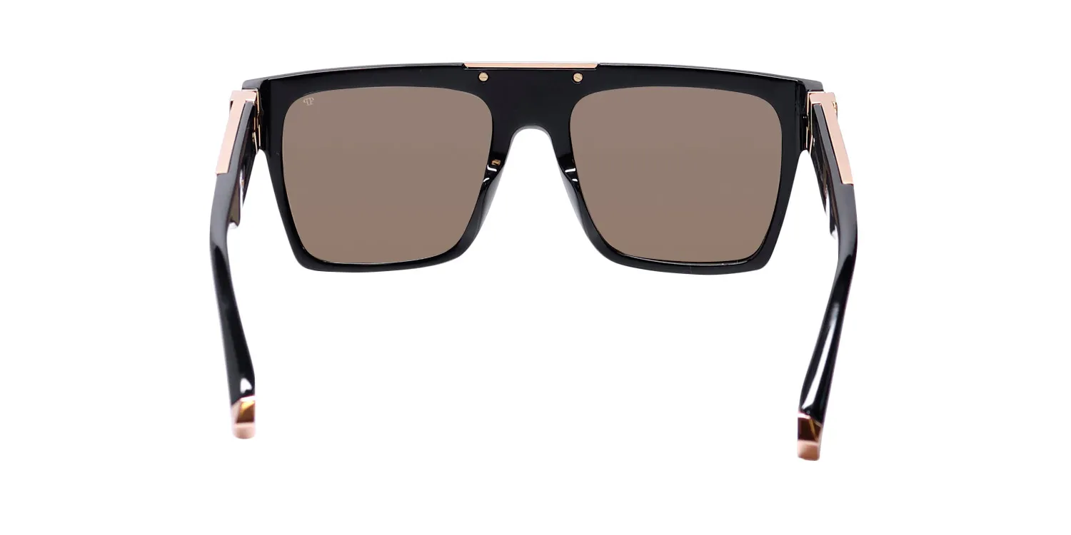 Philipp Plein Spp080 Plein Badge 23kt Gp 700g Sunglasses Shiny Black 55mm 5