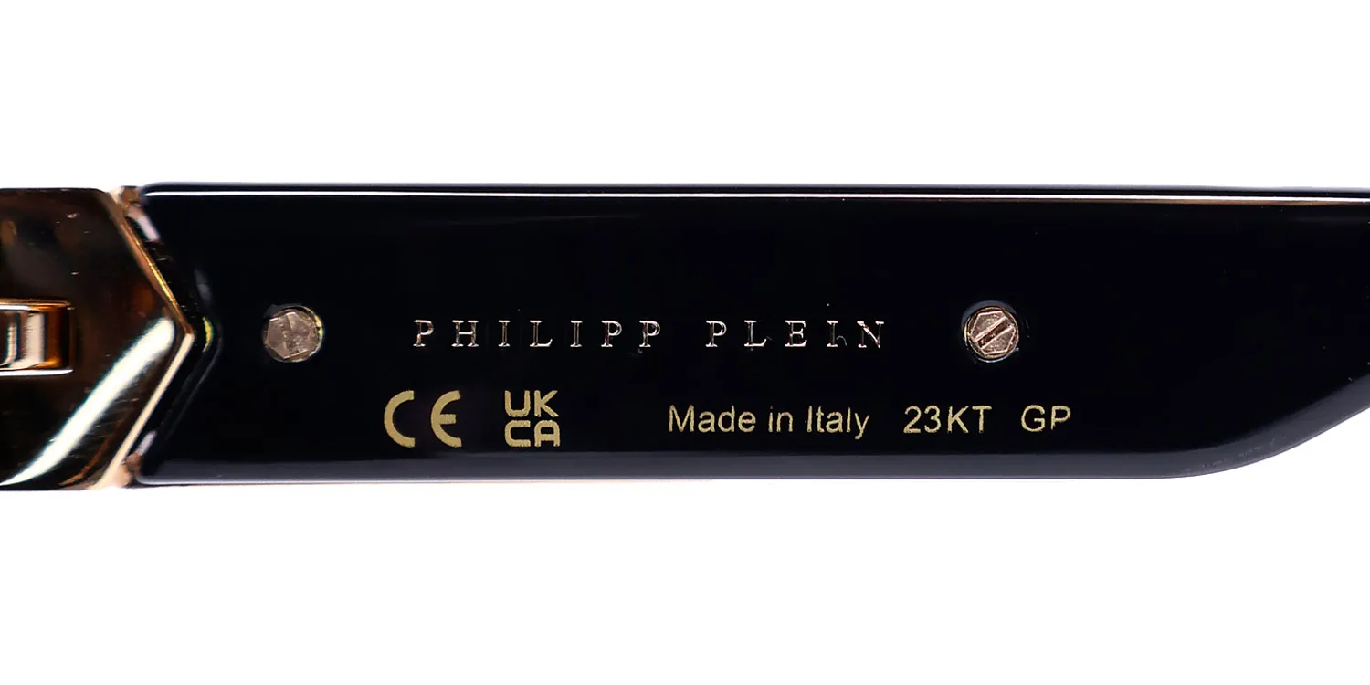 Philipp Plein Spp080 Plein Badge 23kt Gp 700g Sunglasses Shiny Black 55mm 7