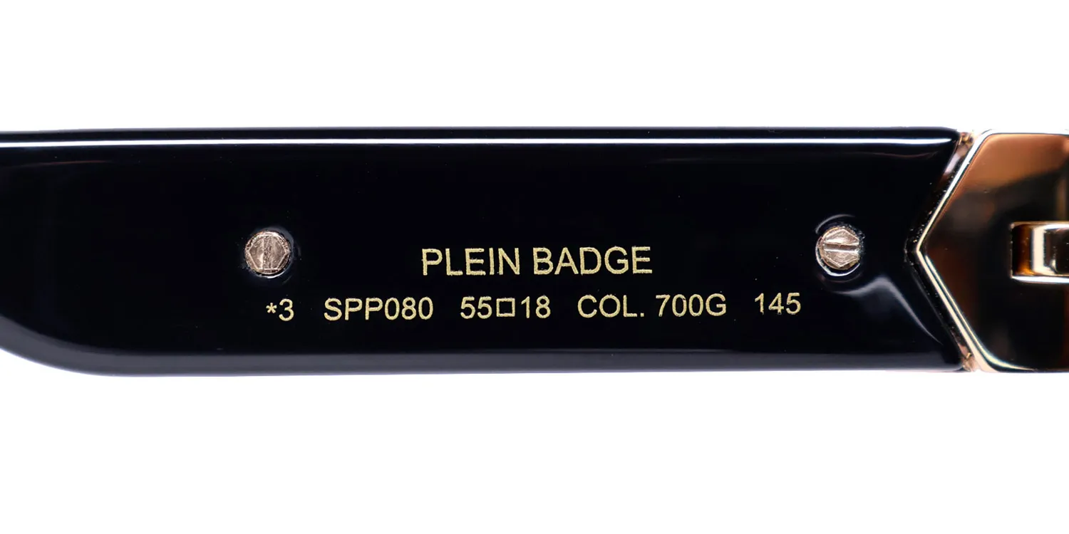 Philipp Plein Spp080 Plein Badge 23kt Gp 700g Sunglasses Shiny Black 55mm 8