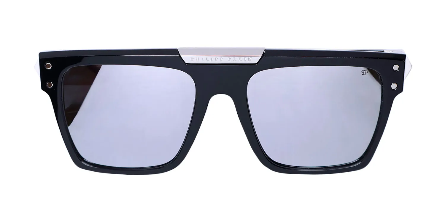 Philipp Plein Spp080 Plein Badge 23kt Gp 700w Sunglasses Shiny Black 55mm 2