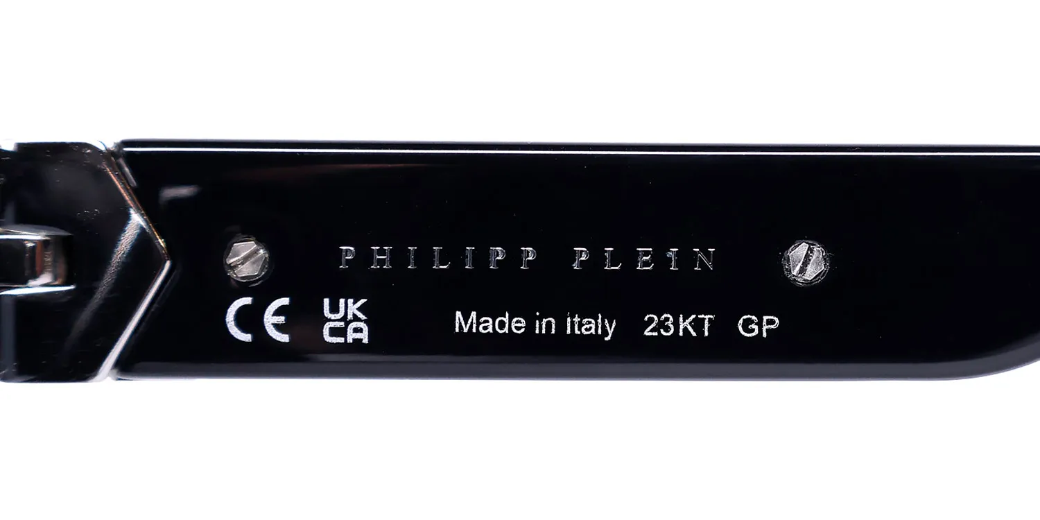 Philipp Plein Spp080 Plein Badge 23kt Gp 700w Sunglasses Shiny Black 55mm 7