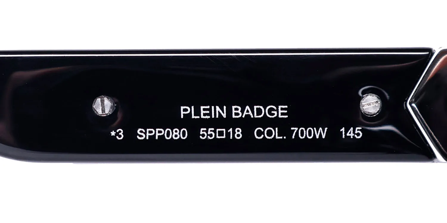 Philipp Plein Spp080 Plein Badge 23kt Gp 700w Sunglasses Shiny Black 55mm 8