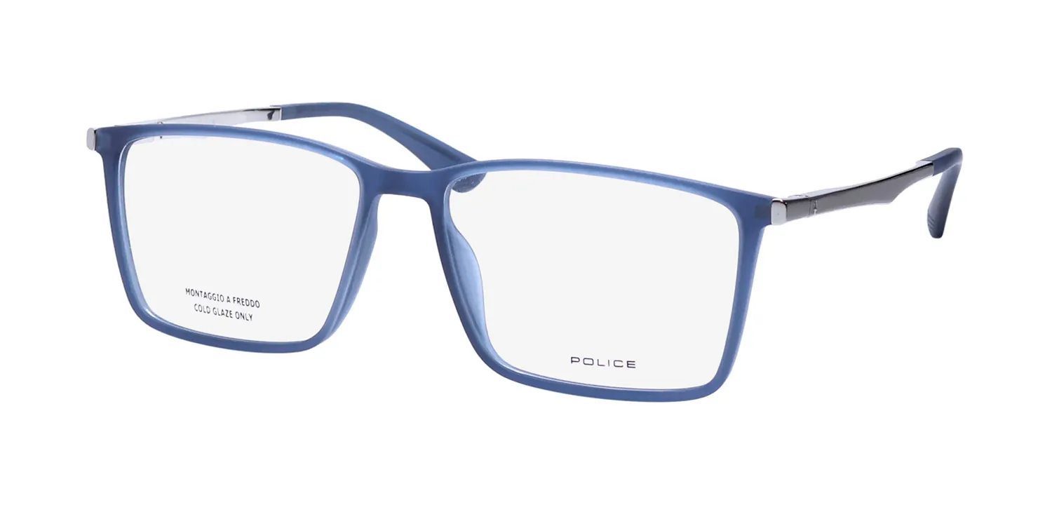Police Vplg70 Quest 1 agqm Eyeglasses Transparent Blue 56mm