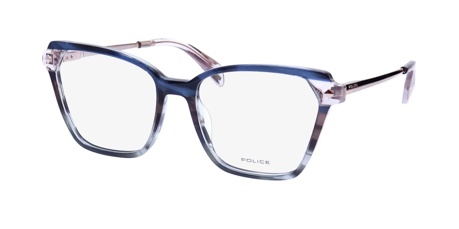 Police Vpll28 Stagedive 15 0gbl Eyeglasses Stripped Blue 53mm