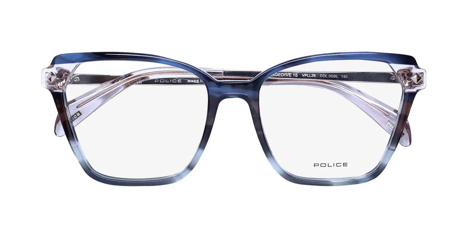 Police Vpll28 Stagedive 15 0gbl Eyeglasses Stripped Blue 53mm 2