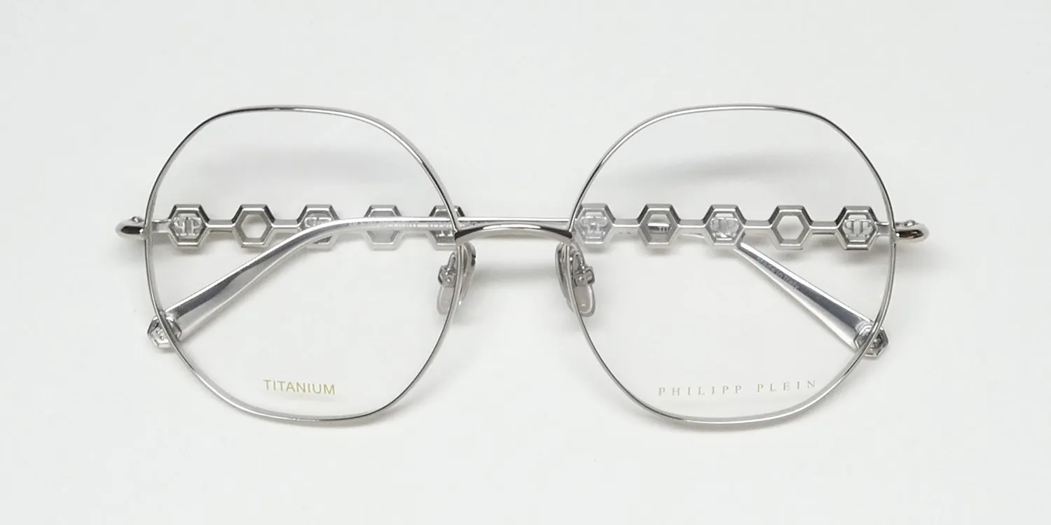 Philipp Plein Vpp070 Plein Delight 0579 Eyeglasses Shiny Full Palladium 56mm 2