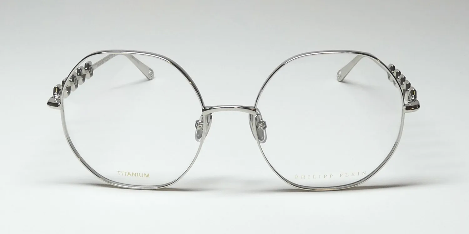 Philipp Plein Vpp070 Plein Delight 0579 Eyeglasses Shiny Full Palladium 56mm 3