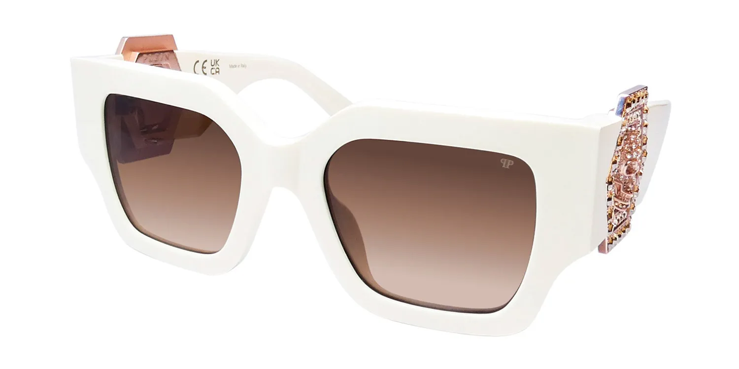 Philipp Plein Spp103s Plein Jewel 09zq Sunglasses Full Ivory 51mm