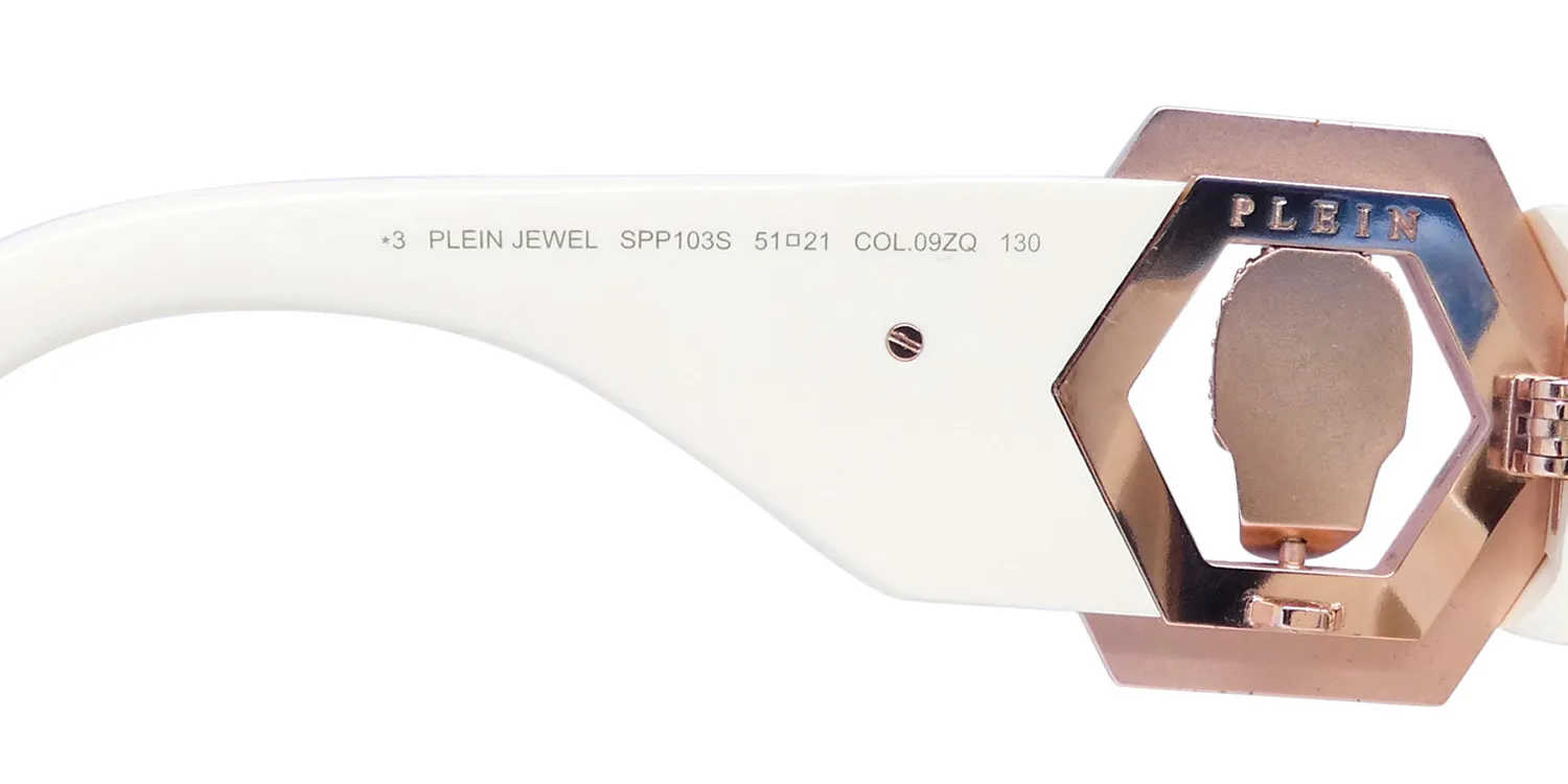 Philipp Plein Spp103s Plein Jewel 09zq Sunglasses Full Ivory 51mm 8