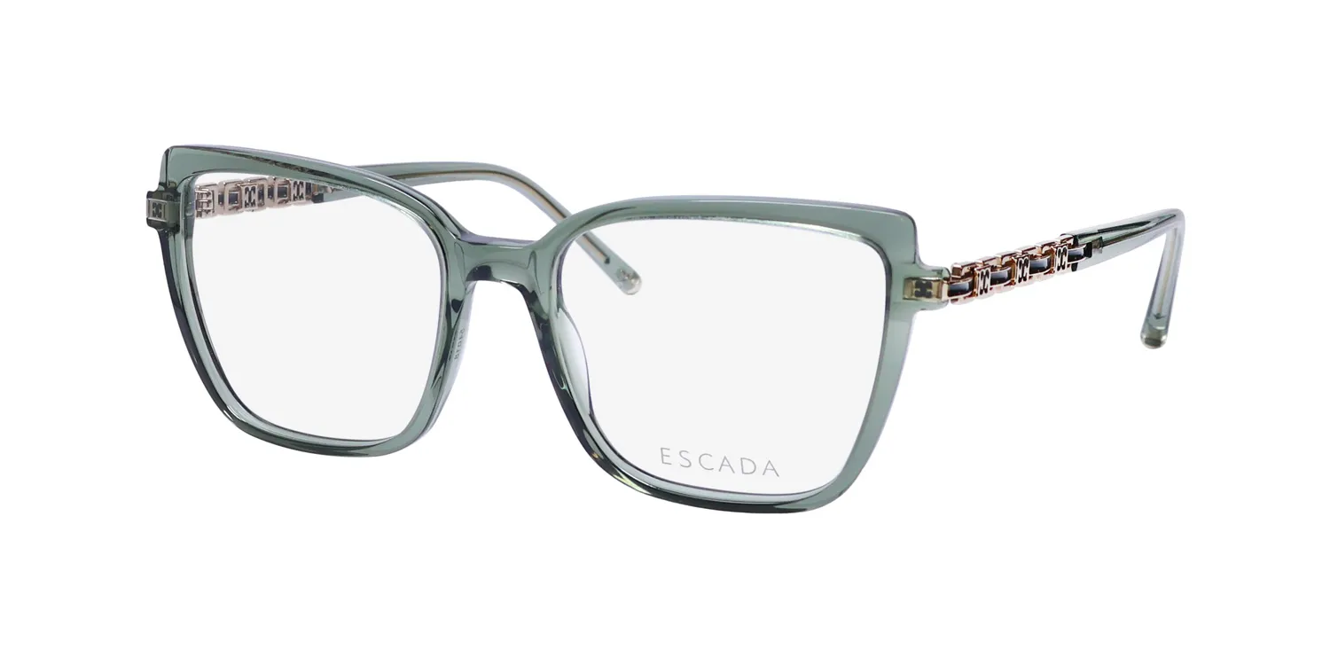 Escada Vese06 02gn Eyeglasses Shiny Transparent Green 54mm