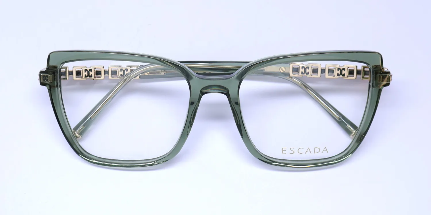 Escada Vese06 02gn Eyeglasses Shiny Transparent Green 54mm 2