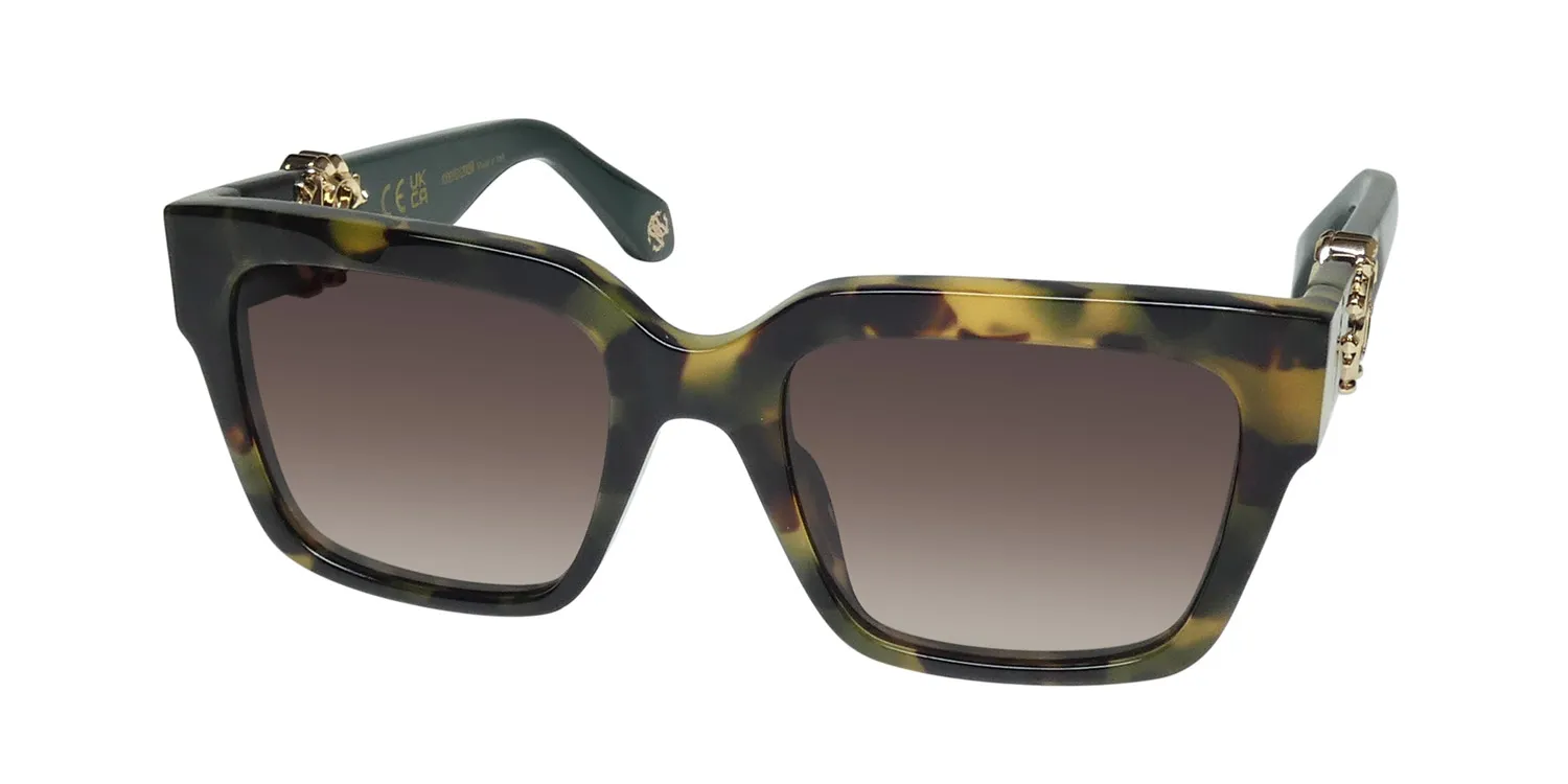 Roberto Cavalli Src040 0agg Sunglasses Shiny Vintage Havana 54mm Women