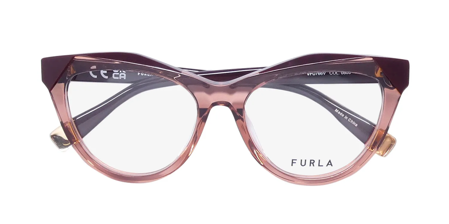Furla Vfu766v 0805 Eyeglasses Tranparent Light Brown 52mm Unisex 2