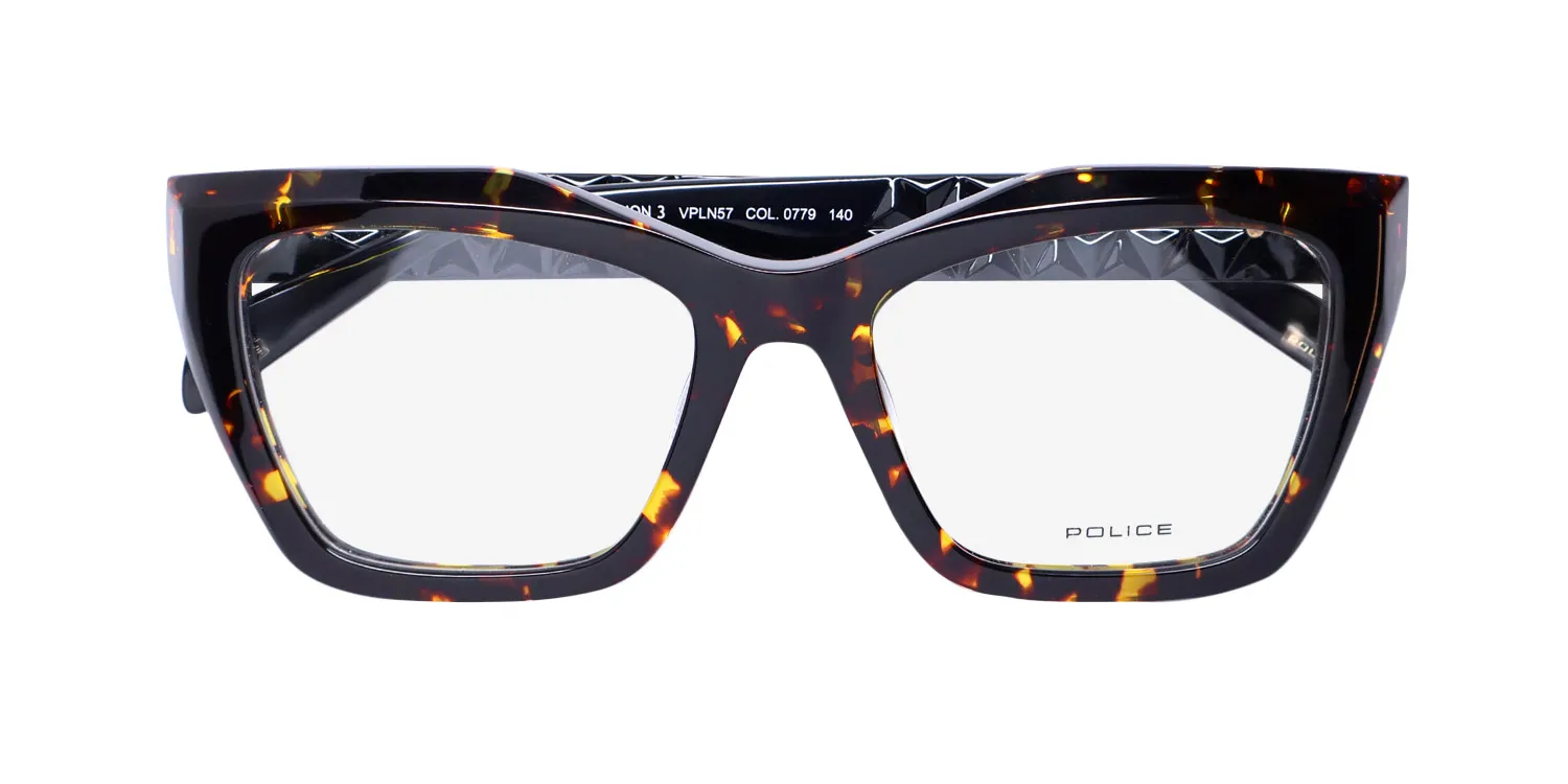 Police Vpln57 Phenomenon 3 0779 Eyeglasses Yellow Havana 52mm 2