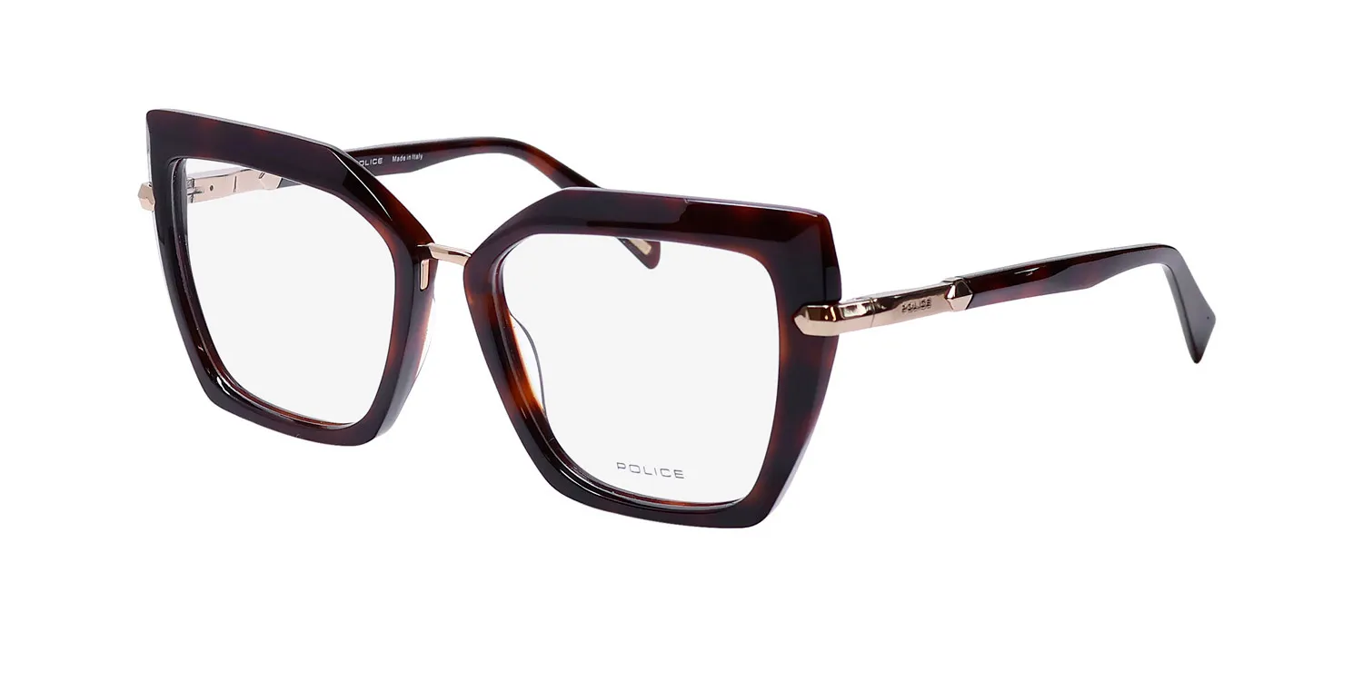 Police Vplp54 Mermaid 6 0752 Eyeglasses Shiny Dark Havana 53mm
