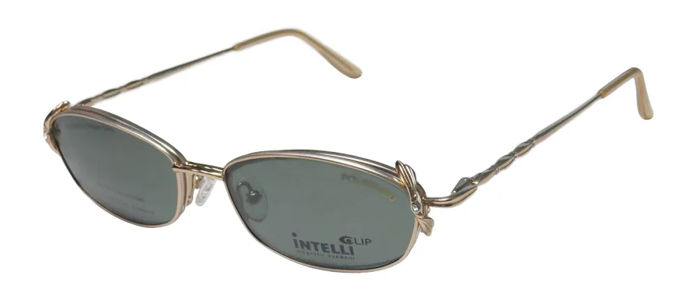 Elite Eyewear Intelli Clip 716 matte pearl Eyeglasses Gold 53mm