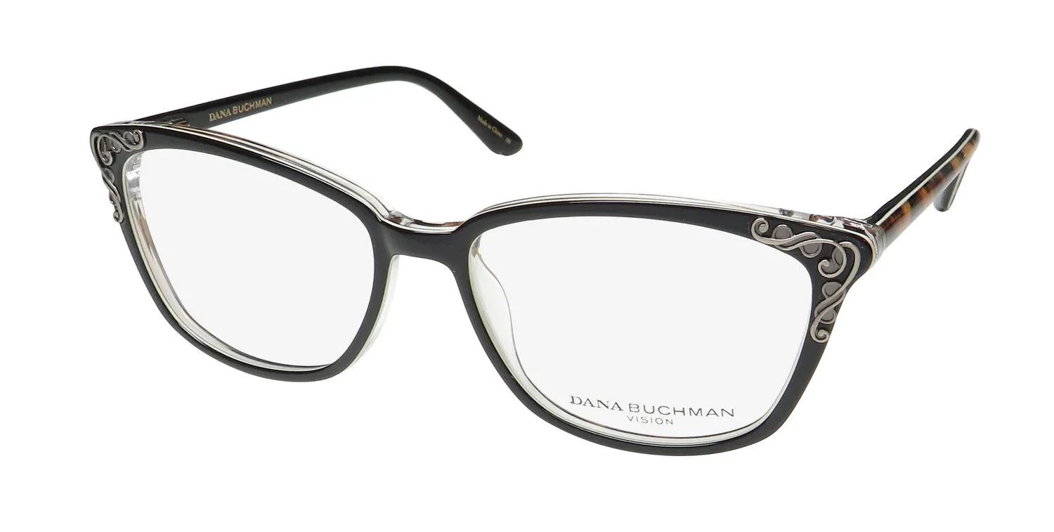 Dana Buchman Queen Anne bk Eyeglasses Black Cheetah 52mm