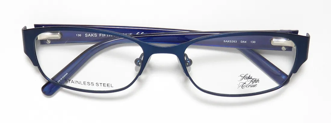 Saks Fifth Avenue 263 da4 Eyeglasses Navy 52mm Women 2