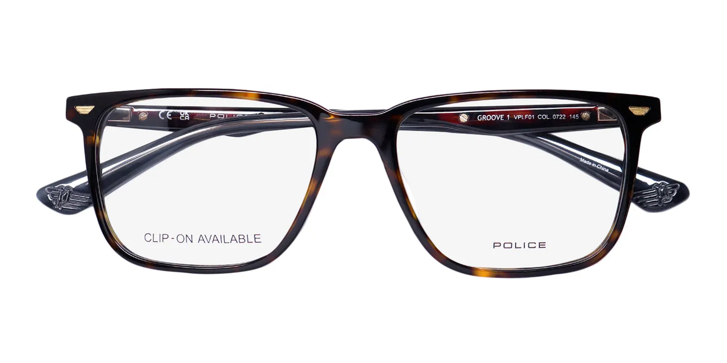 Police Vplf01 Groove 1 0722 Eyeglasses Dark Havana 54mm 2