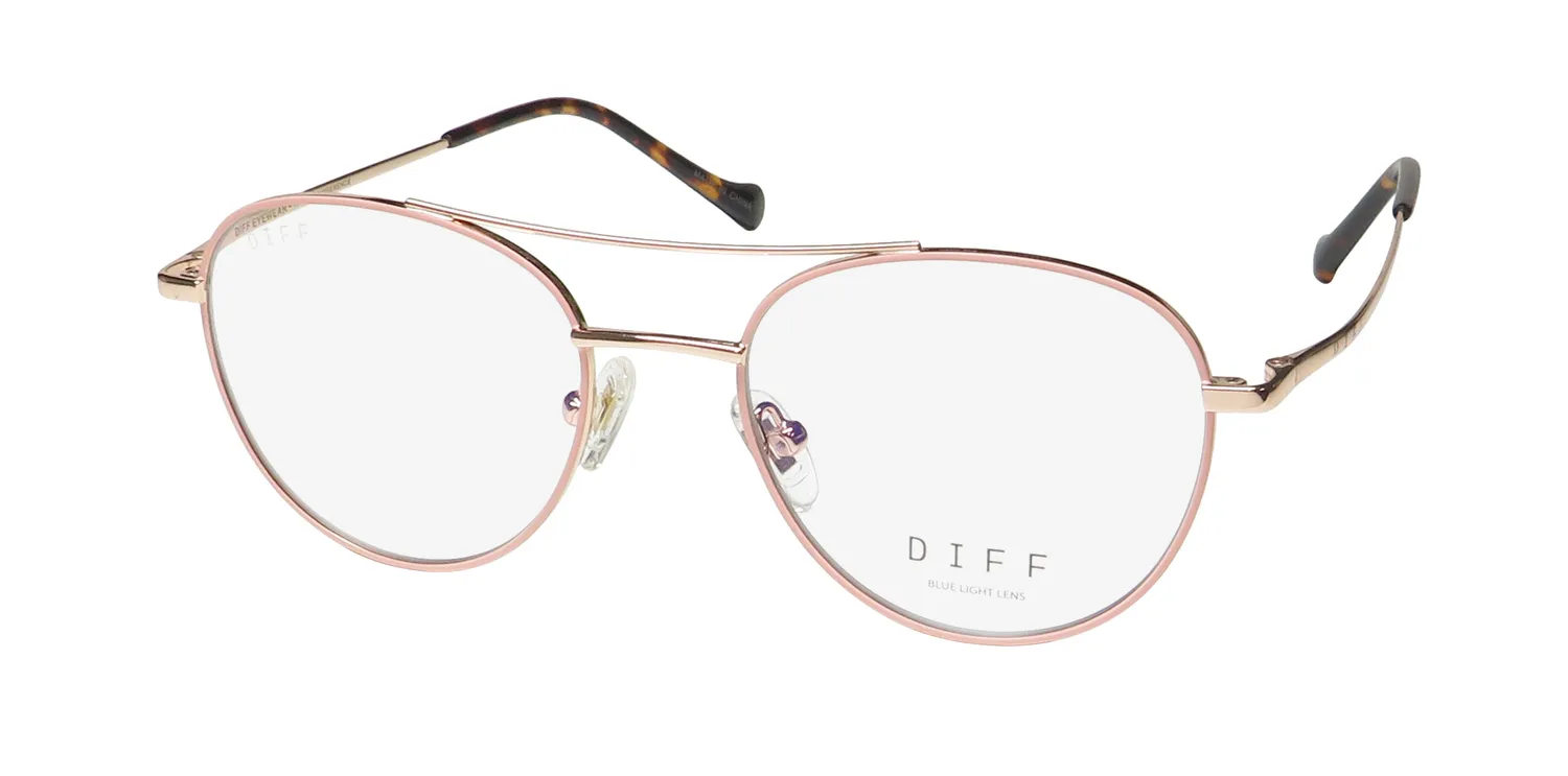Diff Aiden Blue Light Lens rg Eyeglasses Rose Gold 50mm