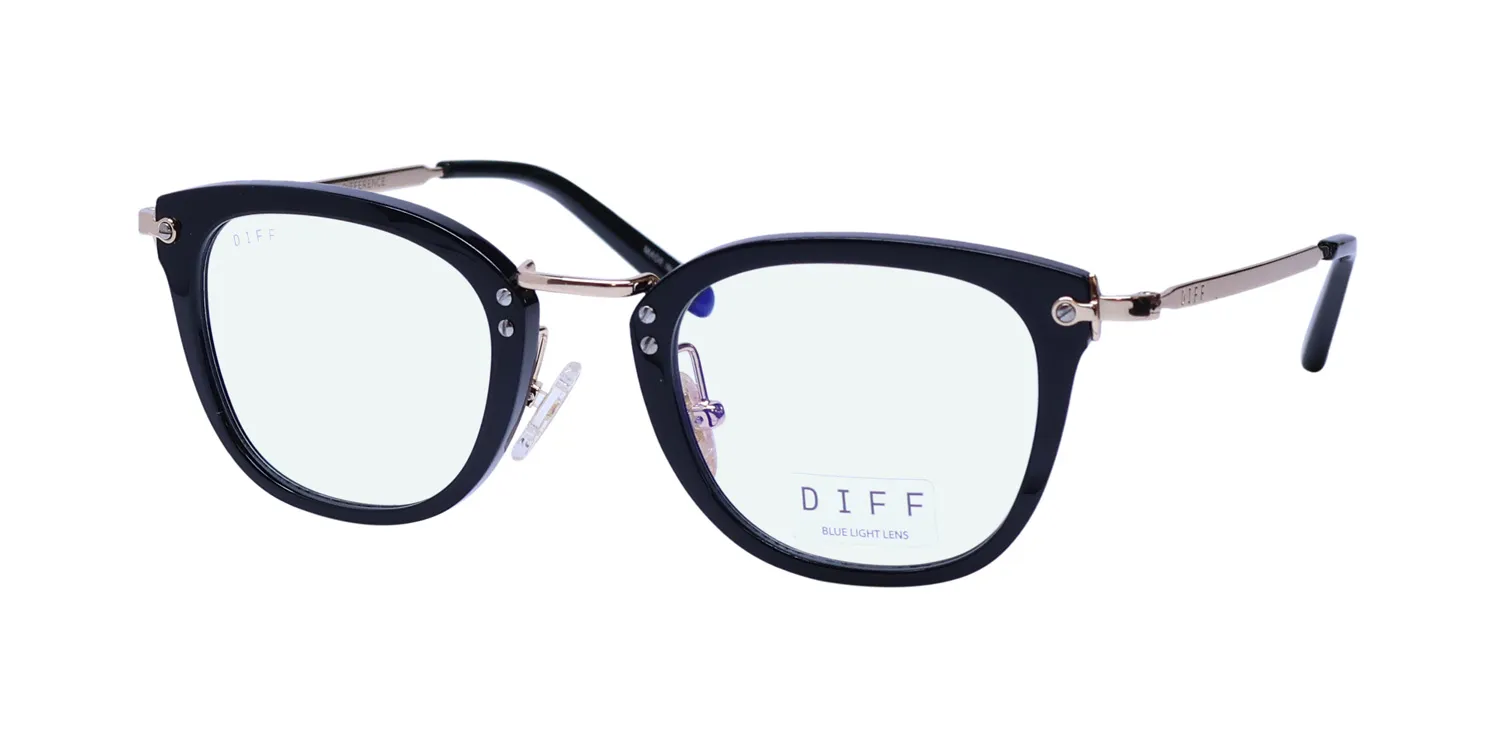 Diff Rue Blue Light Lens bk Eyeglasses Black 46mm