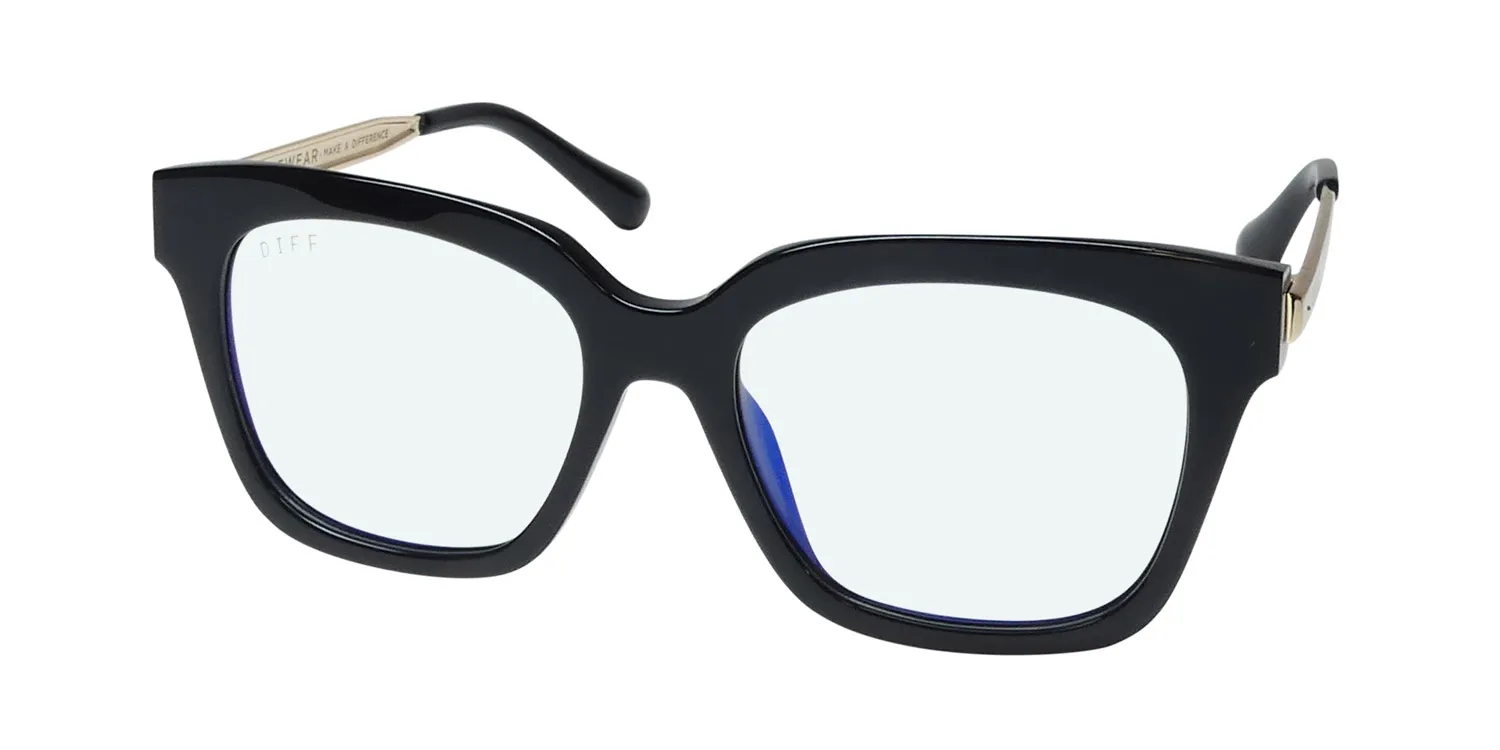 Diff Bella Blue Light Lens bk Eyeglasses Black 50mm