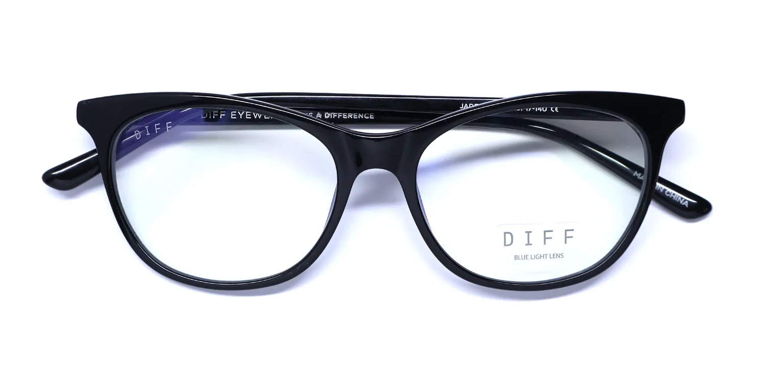 Diff Jade Blue Light Lens bk Eyeglasses Black 51mm 2