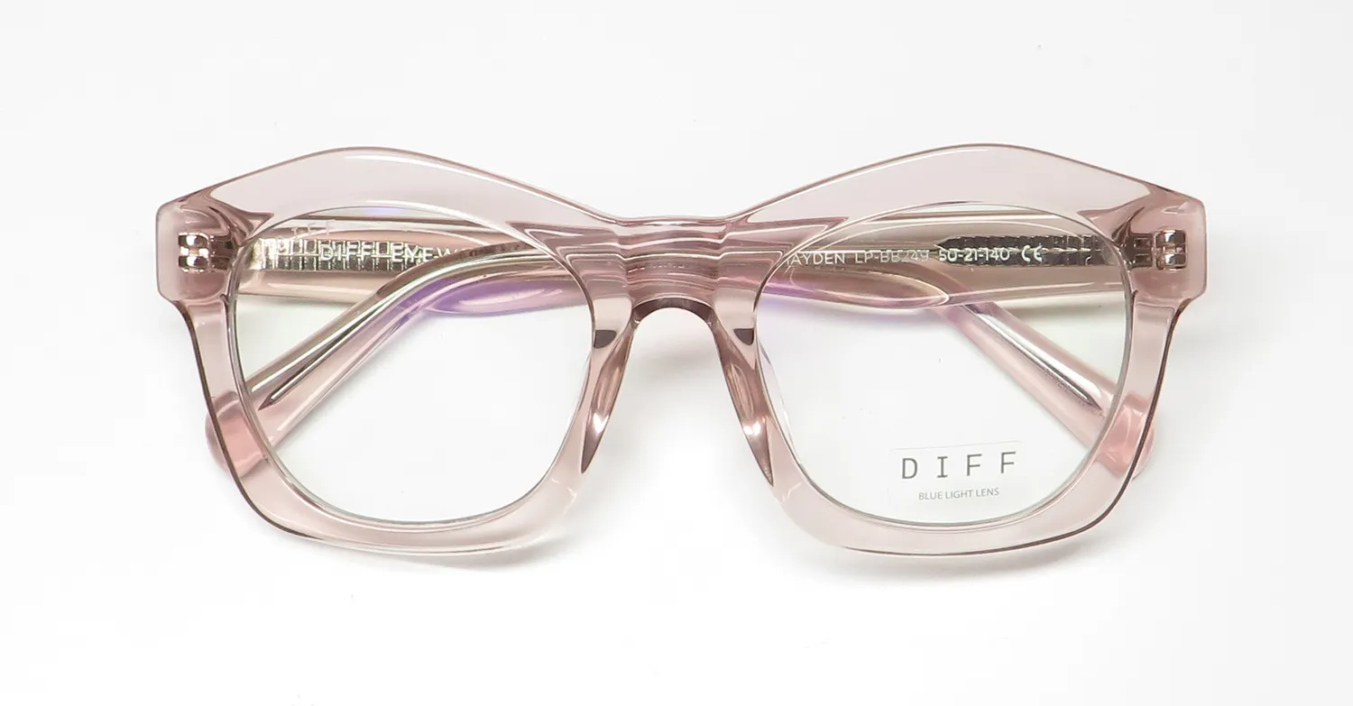 Diff Hayden Blue Light Lens lp Eyeglasses Light Pink Transparent 50mm 2