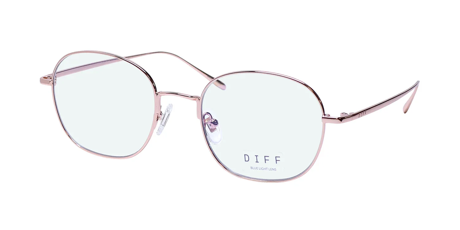 Diff 0286 Reid Blue Light Lens rg Eyeglasses Rose Gold 51mm Unisex