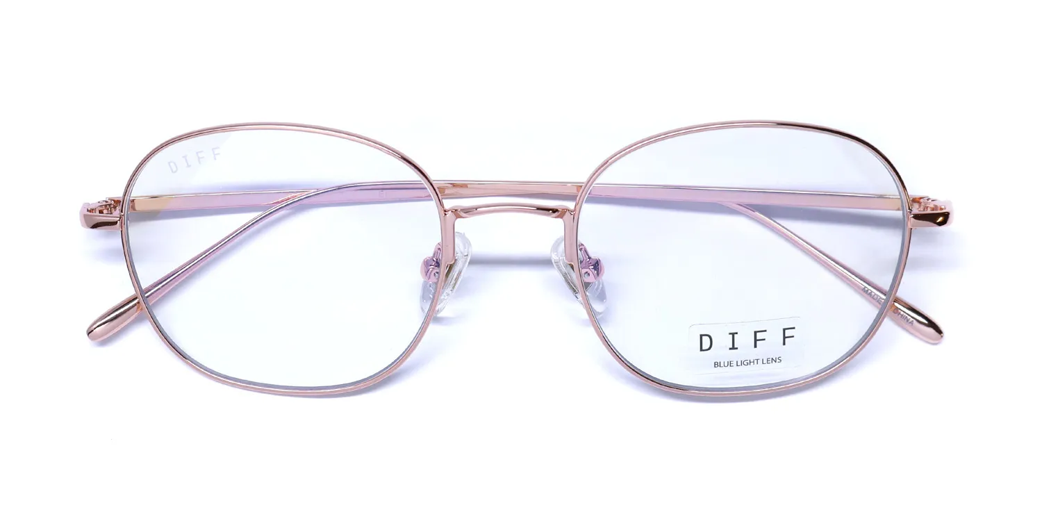 Diff 0286 Reid Blue Light Lens rg Eyeglasses Rose Gold 51mm Unisex 2