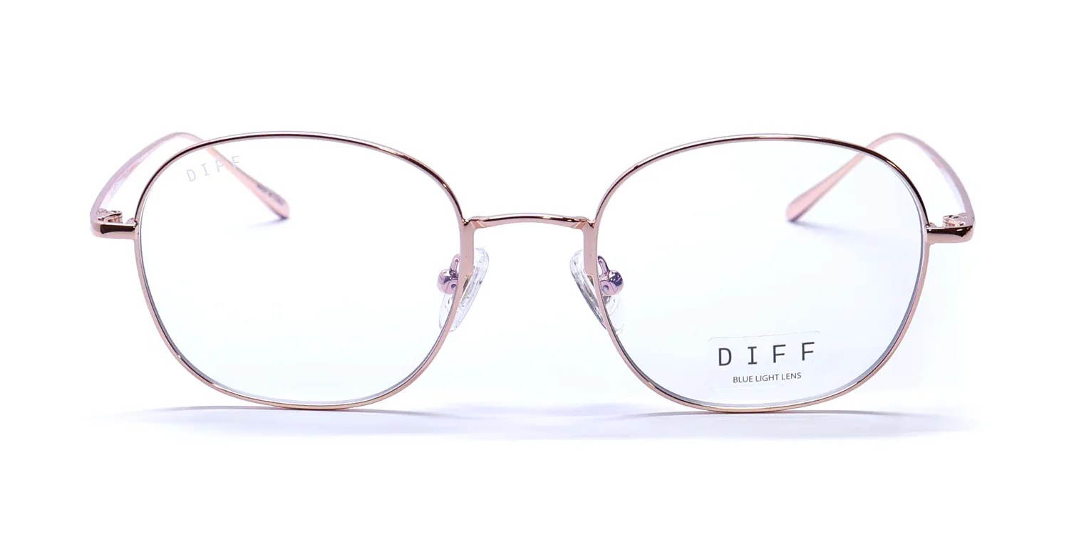 Diff 0286 Reid Blue Light Lens rg Eyeglasses Rose Gold 51mm Unisex 3