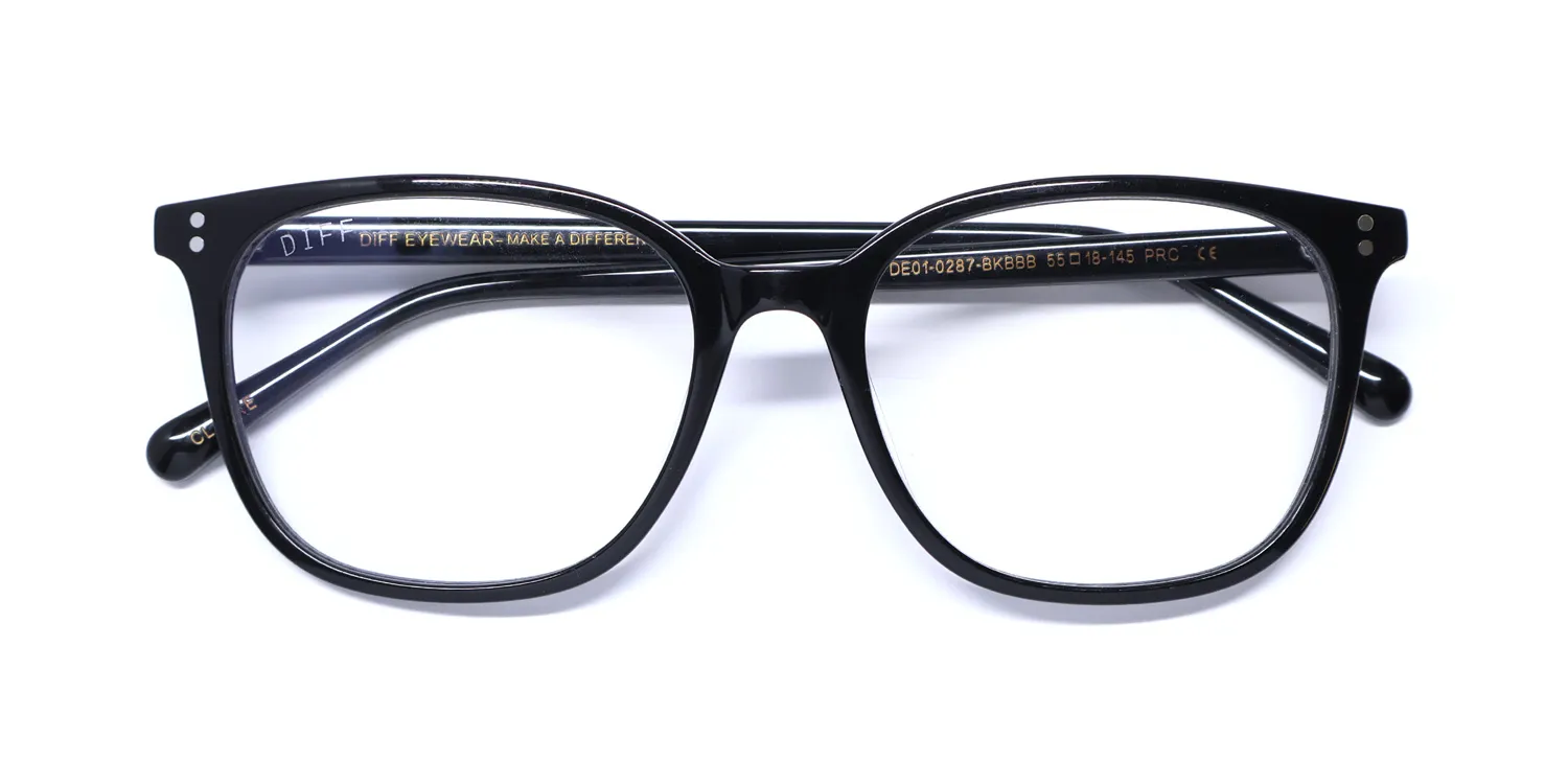 Diff 0287 Clarke Blue Light Lens bk Eyeglasses Black 55mm Unisex 2